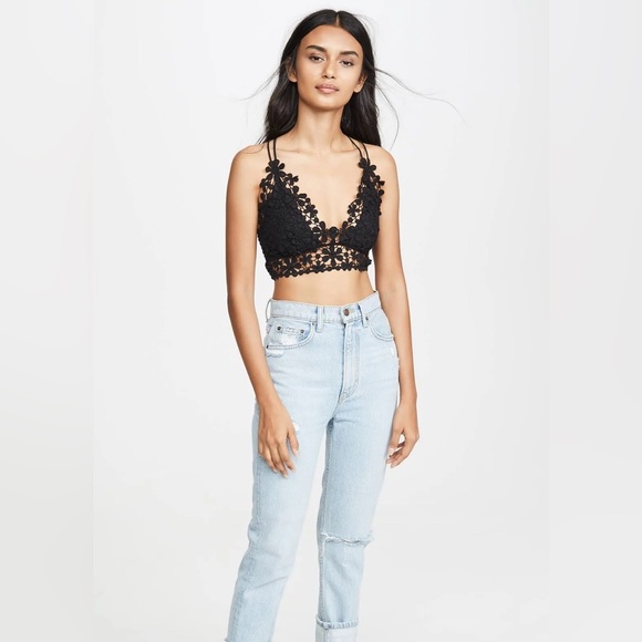 Free People x Intimately Free Asteria Bralette‎ Small Black Lace Festival Boho - Picture 1 of 8